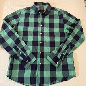 UNTUCKit Teal and Navy Plaid Shirt